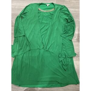 Green Gold Neckline Accent Faux Jacket Dress | Plus Size 24